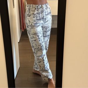 Reformation Blue and White Boot Cut Jeans